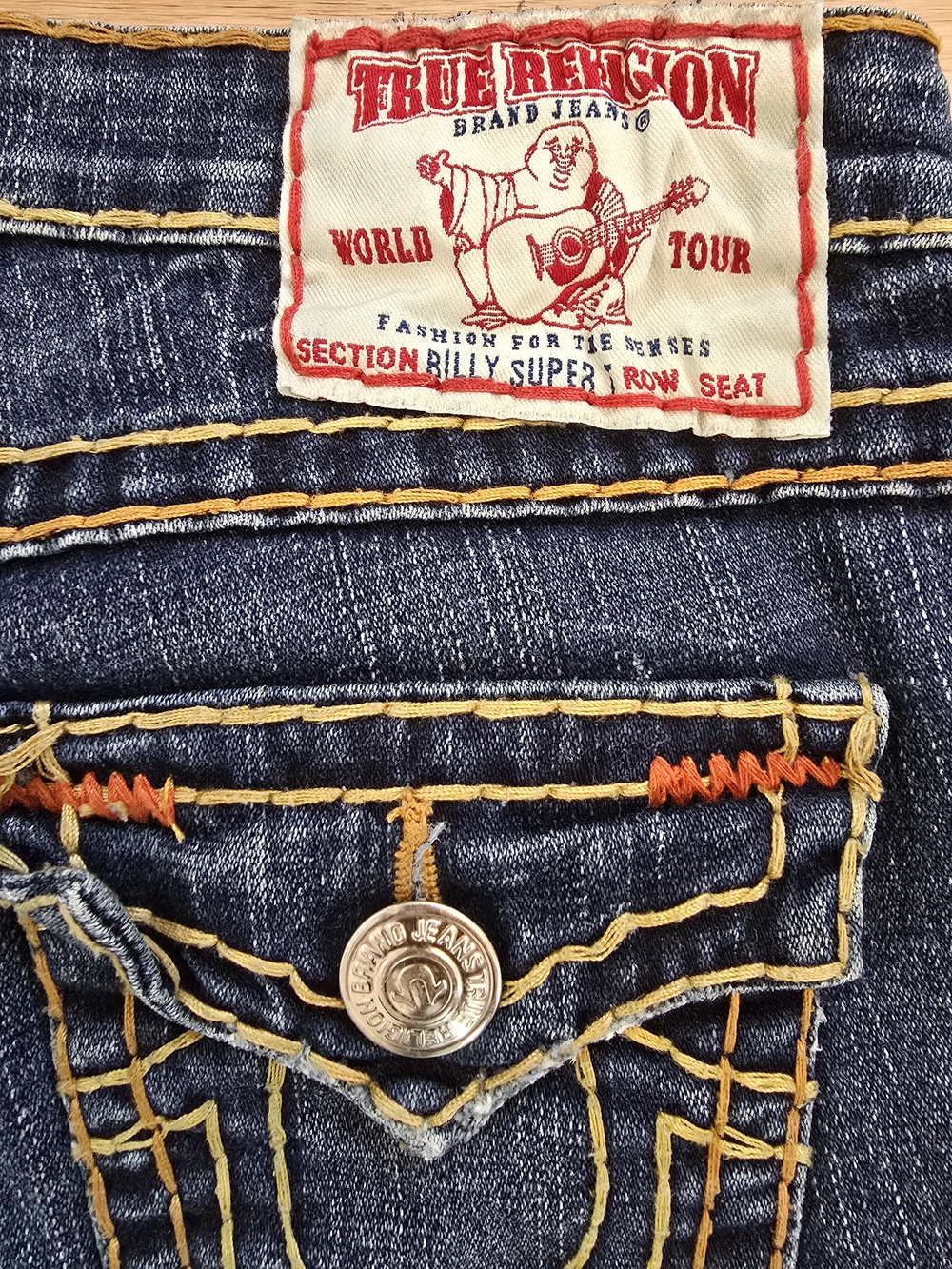 True Religion Joey Bootcut Jeans Women's 26 Dark Wash Flap Pocket Low Rise Y2K - Picture 6 of 16